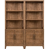 Shaker Lakes 2-Piece Door Bunching Bookcase in Harvest Brown Wood