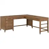 Shaker Lakes L Shaped Desk Set in Harvest Brown Wood