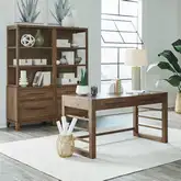 Shaker Lakes Desk & Bookcase Set in Harvest Brown Wood