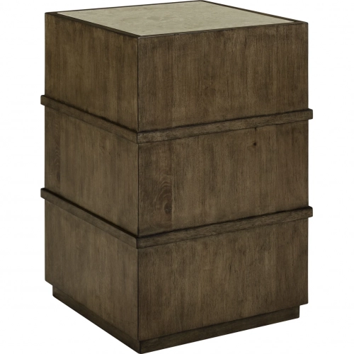 Shaker Lakes Chair Side Table in Harvest Brown Wood & Neutral Granite