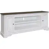 Magnolia Manor 82 Inch Fireplace TV Console in Antique White & Weathered Bark