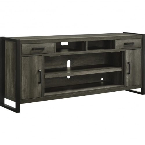 Tanners Creek 78 Inch Fireplace TV Console in Graystone Wood & Faux Metal
