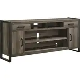Tanners Creek 78 Inch Fireplace TV Console in Graystone Wood & Faux Metal