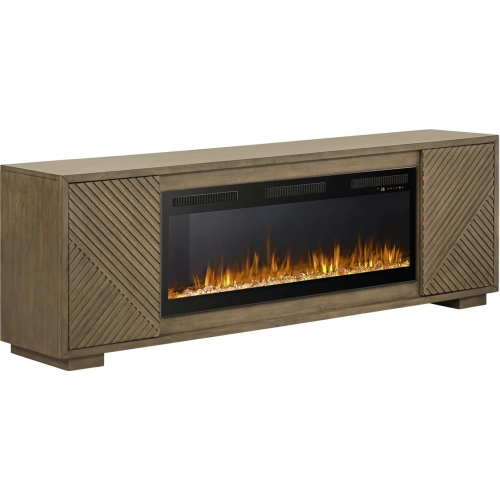 Easton 84 Inch TV Stand Fireplace Console in Urban Bronze Wood