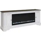 Magnolia Manor 82 Inch TV Stand Fireplace Console in White & Weathered Wood