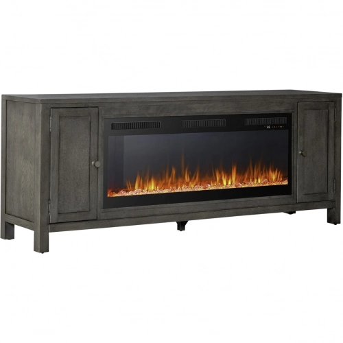 Modern Farmhouse 78 Inch TV Stand Fireplace Console in Distressed Charcoal