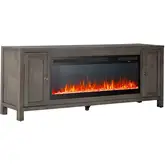 Modern Farmhouse 78 Inch TV Stand Fireplace Console in Distressed Charcoal