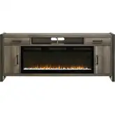 Tanners Creek 78 Inch TV Stand Fireplace Console in Graystone Wood & Faux Metal