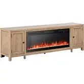 Proximity Place 82 Inch TV Stand Fireplace Console in Buff Wood