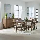 Harmony 7-Piece Trestle Dining Set in Brownstone Wood