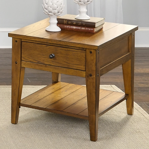 Lake House End Table in Oak Wood