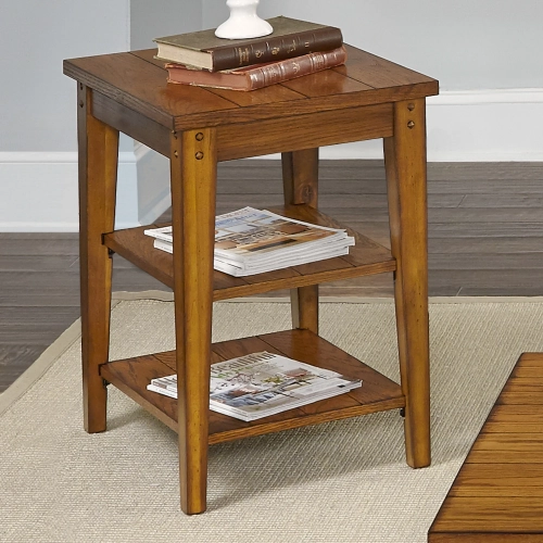 Lake House Tiered End Table in Oak Wood