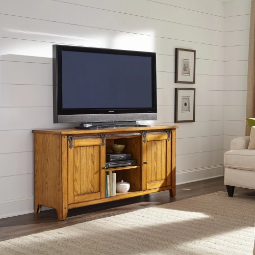 Lake House 60" TV Stand Console in Oak Wood