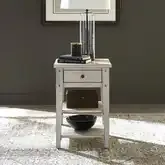 Lake House Chair Side End Table in Weathered White Oak Veneer