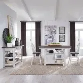 Farmhouse 5-Piece Gathering Dining Set in Distressed White & Wood