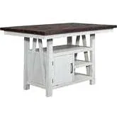 Farmhouse 60" Gathering Dining Table in Distressed White & Wood