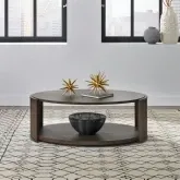 City View Oval Coffee Cocktail Table in Coffee Bean Brown Wood