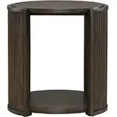 City View Round End Table in Coffee Bean Brown Wood