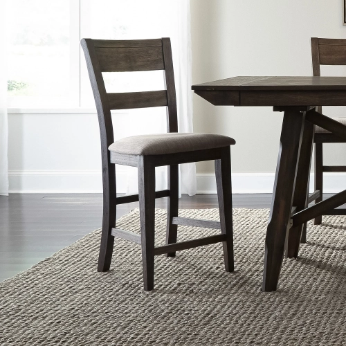 Double Bridge Splat Back Counter Chair in Chestnut Brown (Set of 2)