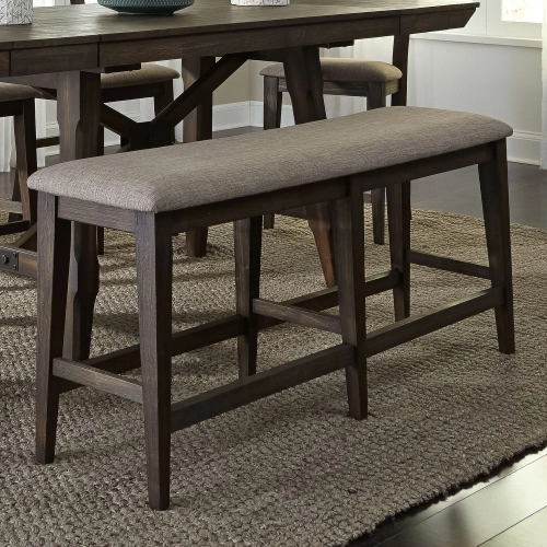 Double Bridge Counter Dining Bench in Chestnut Brown