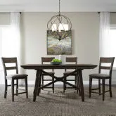 Double Bridge 5-Piece Gathering Dining Set in Chestnut Brown