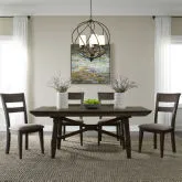 Double Bridge 5-Piece Trestle Dining Set in Chestnut Brown