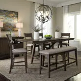 Double Bridge 6-Piece Gathering Dining Set in Chestnut Brown