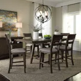 Double Bridge 7-Piece Gathering Dining Set in Chestnut Brown