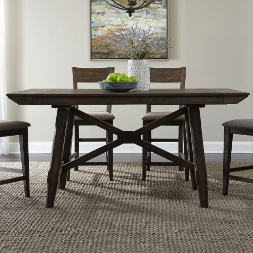 Double Bridge 96" Gathering Dining Table in Chestnut Brown