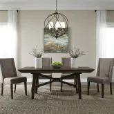 Double Bridge 5-Piece Trestle Dining Set in Chestnut Brown