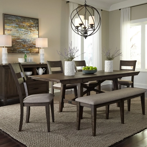 Double Bridge 96" Trestle Dining Table in Chestnut Brown