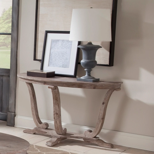 Greystone Mill Sofa Table in Brushed Stone White