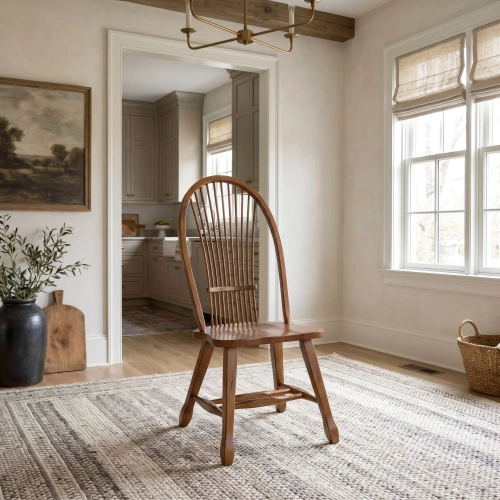 Sheaf Back Dining Chair in Rustic Oak Wood (Set of 2)