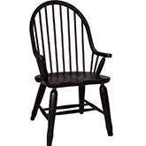 Treasures Bow Back Dining Arm Chair in Black Wood (Set of 2)