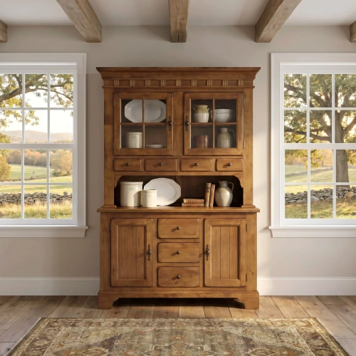 Treasures Buffet & Hutch in Rustic Oak