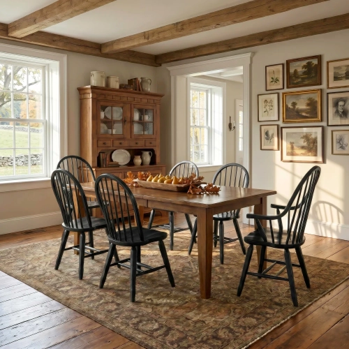 Treasures 7-Piece Dining Set in Rustic Oak & Black
