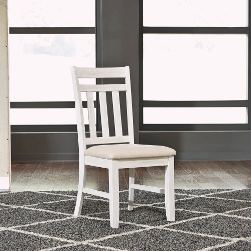 Summerville Slat Back Dining Chair in Cream Linen & Whitewash Wood