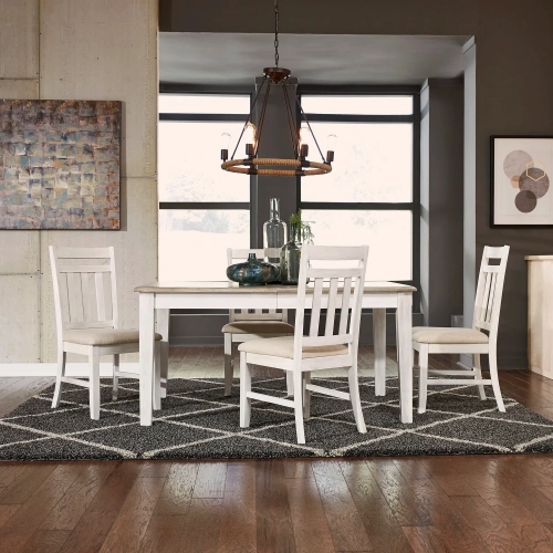 Summerville 5-Piece Dining Set in White, Gray & Linen