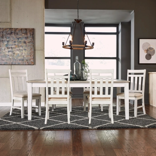 Summerville 7-Piece Dining Set in White, Gray & Linen