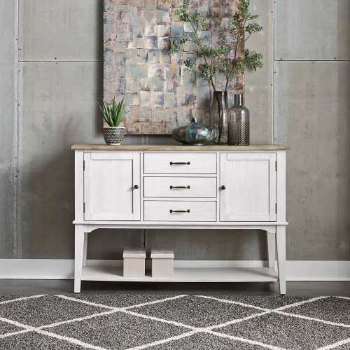 Summerville Server in Whitewash & Brushed Gray Wood