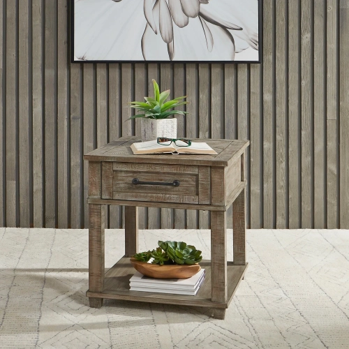 Parkland Falls End Table in Weathered Taupe