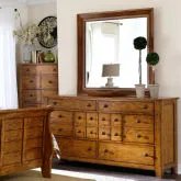 Grandpas Cabin Dresser & Mirror in Aged Oak Wood