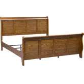 Grandpas Cabin King Sleigh Bed in Aged Oak Wood