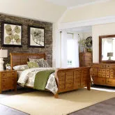 Grandpas Cabin Queen 5-Piece Sleigh Bedroom Set in Aged Oak