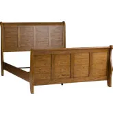 Grandpas Cabin Queen Sleigh Bed in Aged Oak Wood