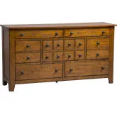 Grandpas Cabin 7-Drawer Dresser in Aged Oak Wood