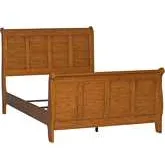 Grandpas Cabin Full Sleigh Bed in Aged Oak Wood
