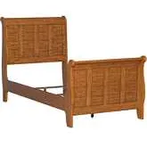 Grandpas Cabin Twin Sleigh Bed in Aged Oak Wood