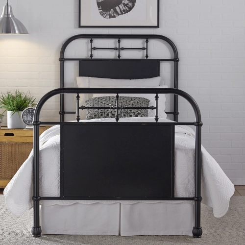 Vintage Series Twin Metal Bed in Distressed Black