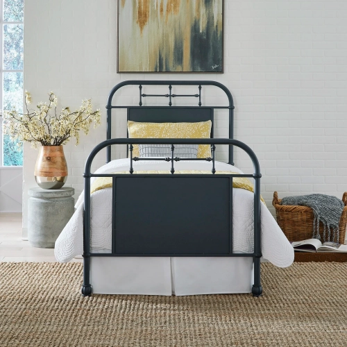 Vintage Series Twin Bed in Distressed Navy Blue Metal